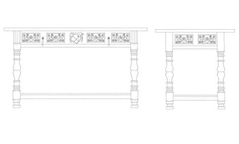 Wooden Table Elevation Detail Dwg File Cadbull