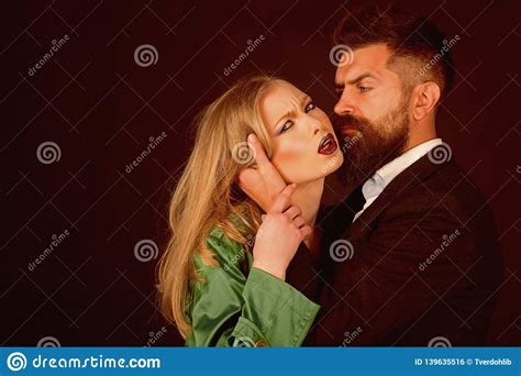 Love Is On Its Way Bearded Man Hug Woman With Long Hair They Both