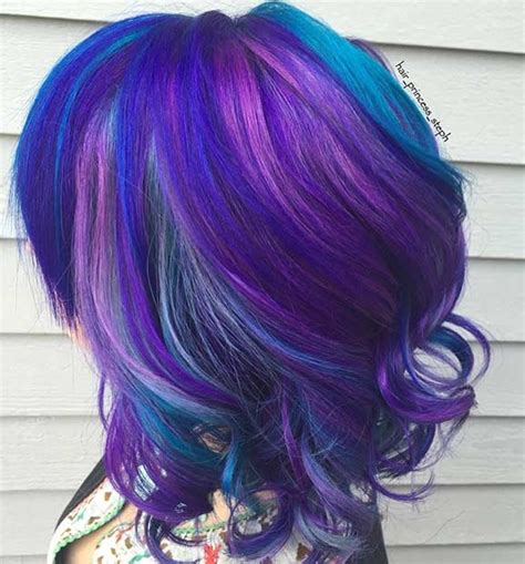 Purple hair color ideas are in right now, and today's article is all about how to choose the best shade of purple for your hair, how to take care of your purple hair, how to match your outfit and makeup to your purple hairstyles, and last but. 25 Amazing Blue and Purple Hair Looks | Page 2 of 3 | StayGlam