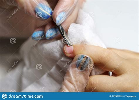 Professional Manicure For Child Stock Image Image Of File Aged