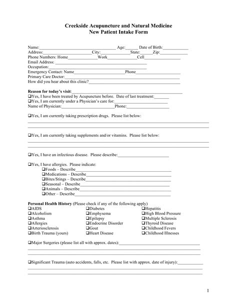 Free 9 Medicine Patient Intake Forms In Pdf Ms Word