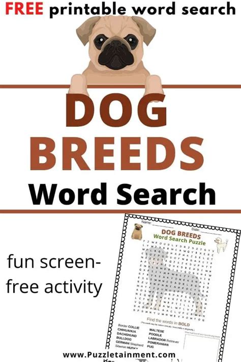 Dog Breeds Word Search Puzzle Free Printable Pdf Puzzletainment