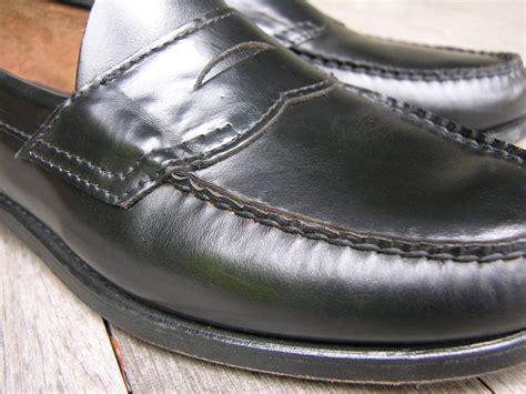Vintage Bass Weejuns Penny Loafers Gloss Black All Leather Etsy