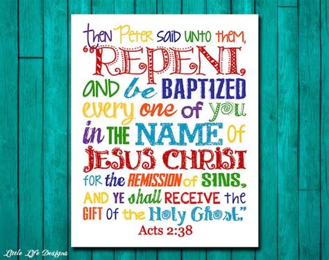 Acts 238 Repent And Be Baptized Bible Verse Christian