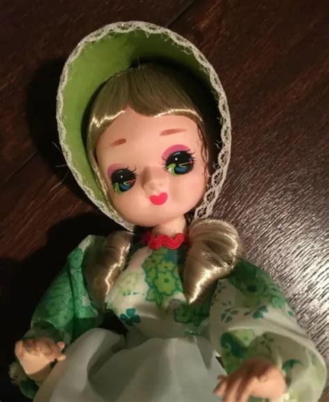 Vintage Big Eyes Bradley Doll Made In Korea Green Dress 11 Tall 1250