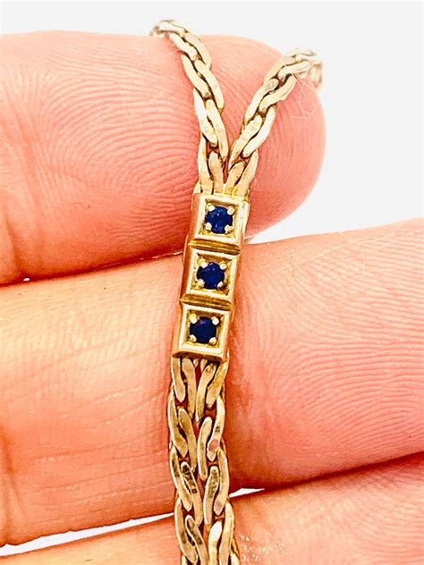Vintage 9ct Gold 7 12 Inch Sapphire Bracelet Hallmarked London 1978