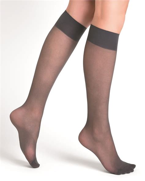 18d Sheer Knee Highs Excellence Grey Women Socks Bleuforêt