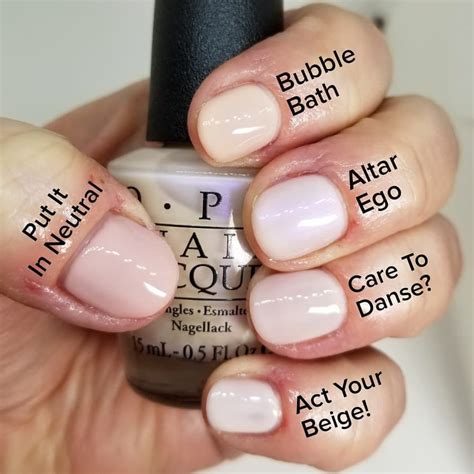 Comparison Swatches All Opi Put It In Neutral Thumb Bubble Bath