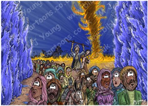 Bible Cartoons Exodus 14 Parting Of The Red Sea Scene 10 Walking
