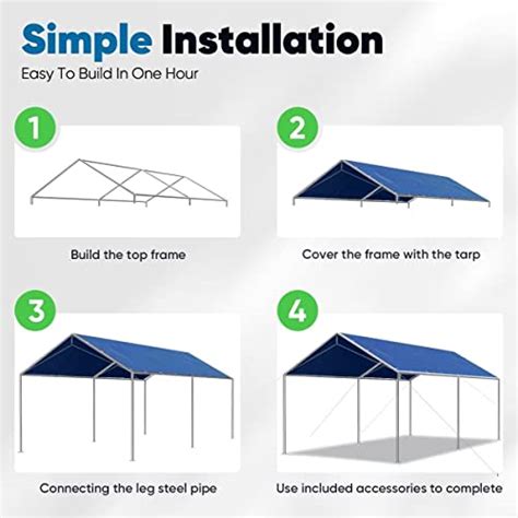 Quictent 10x20ft Upgraded Heavy Duty Carport Car Canopy Party Tent With