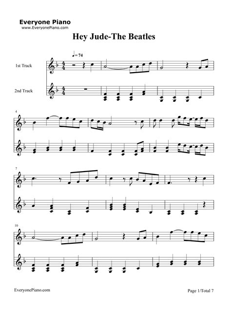 Hey jude the beatles | piano sheet music notes. Hey Jude-The Beatles Stave Preview