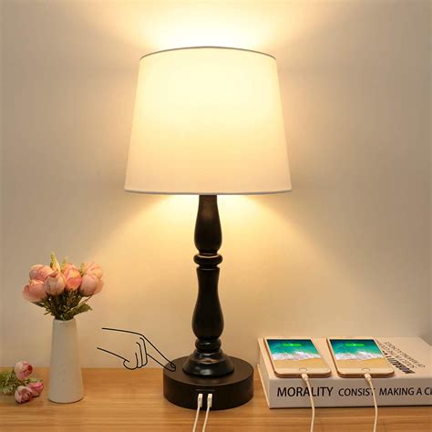 Touch Table Lamp With 2 Usb Ports Boncoo 3 Way Dimmable Bedside Lamp