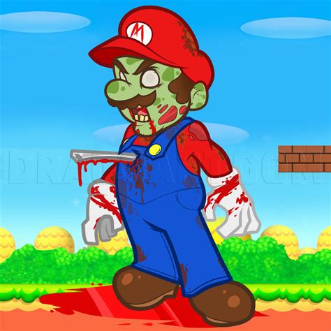 How To Draw Zombie Mario Zombie Mario Step By Step Drawing Guide By