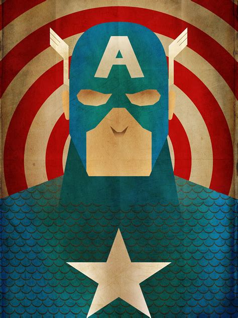 Minimal Heroes Captain America Etsy
