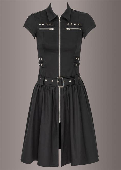 Black Goth Midi Dress With Buckles Gothic Clothing Pretty Attitude