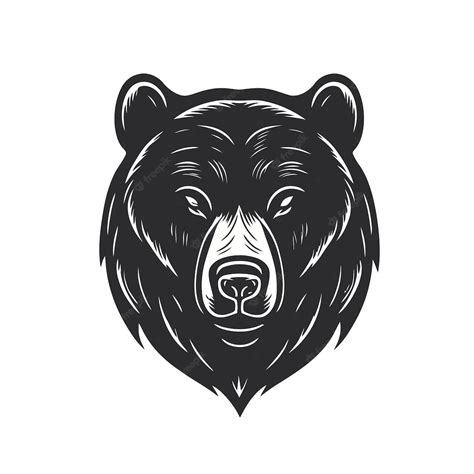 Premium Vector Black White Grizzly Bear Logo Or Polar Bear Head Face