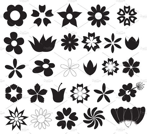 Flowers Silhouettes Vector Shapes Custom Designed Illustrations