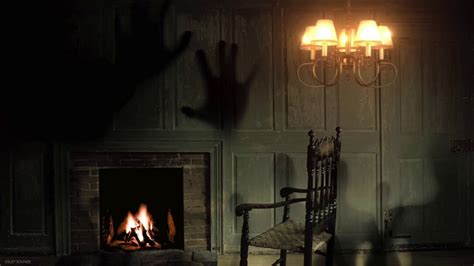 Super Scary Haunted House Background Sounds With Fireplace And Wind