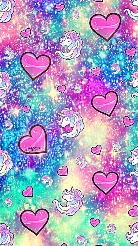 Download Unicorn & Hearts Rainbow Galaxy interesting art unicorn...