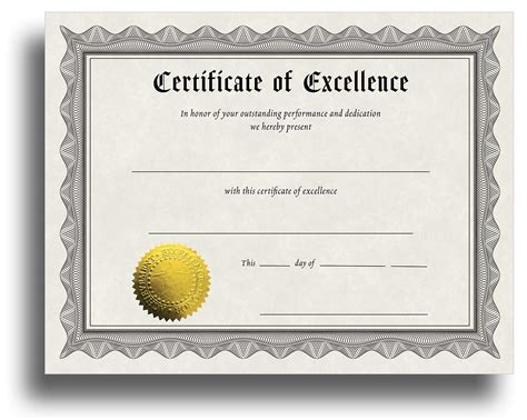Buy Certificate Of Excellence Certificate Paper With Embossed Gold Foil