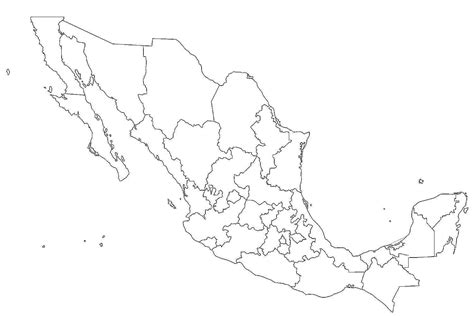 Mapa en blanco de México Esquema para colorear imprimir e dibujar ColoringOnly Com