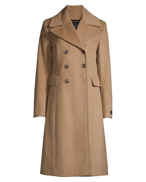 Donna Karan Double Breasted Wool Blend Coat In Camel Natural Lyst