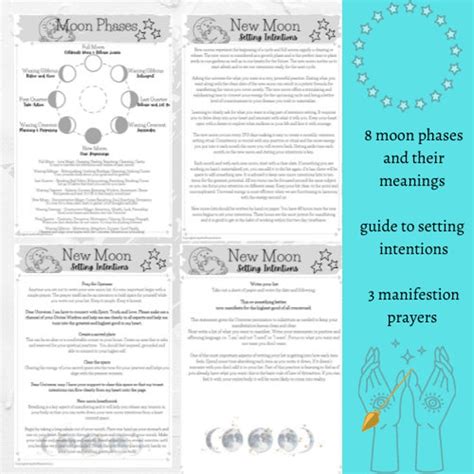 Moon Phases Cheat Sheet Moon Phase Meanings Guide Sheet Etsy