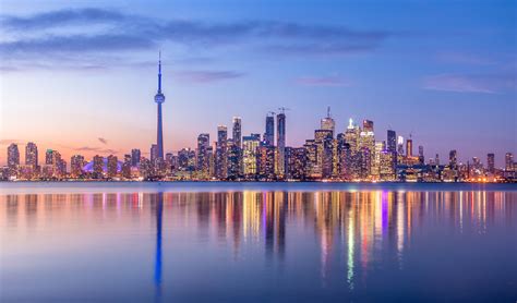 Toronto Skyline With Purple Light Toronto Ontario Canada Heaps Estrin