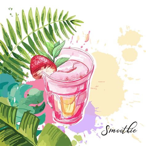 smoothie vector background with tropical leaves 502754 vector art at vecteezy