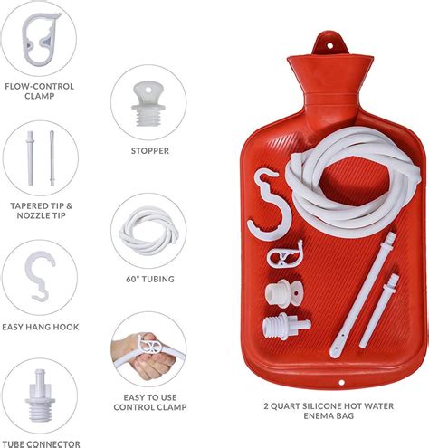 Home Enema Bag Kit With Hose Enema Tips And Controllable Water Flow Clamp Quart Enema Bag For