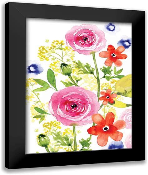 Artdirect Berrenson Sara 19x24 Black Modern Framed Art Print Titled Rose Rhapsody