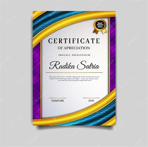Plantilla De Certificado De Reconocimiento De Oro Moderno De Diploma De