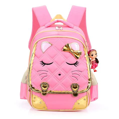 Tangsongguci Pink Cute Girls Backpacks Kids Waterproof Satchel Children