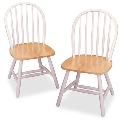 winsome set of 2 natural and white windsor chairs 151013 kitchen and dining stools at sportsman s