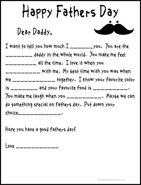 Fathers Day Fill In The Blanks Letter T Ideas Pinterest Crafts