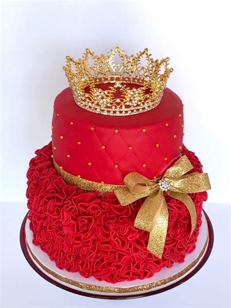 Red And Gold Ruffled Cake Bolos De Aniversário Vermelhos Bolo