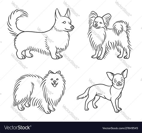 Dogs Different Breeds In Outlines Set6 Royalty Free Vector