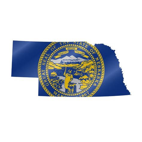 Waving Flag Map Of Nebraska Vector Illustration Stock Illustration