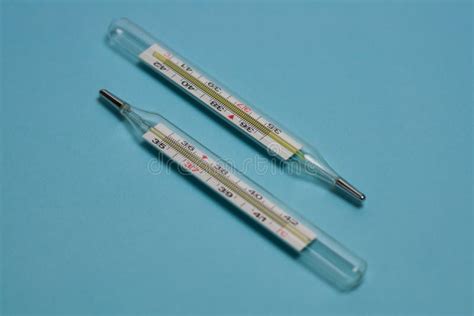Two Glass Mercury Thermometers Stock Photo Image Of Transparent