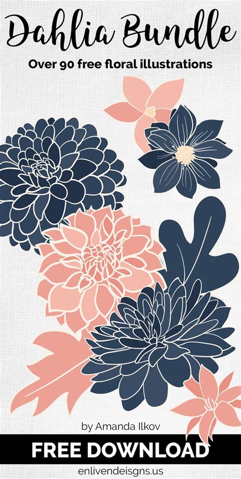 Free Dahlias Cricut Crafts Free Graphics Floral Illustrations