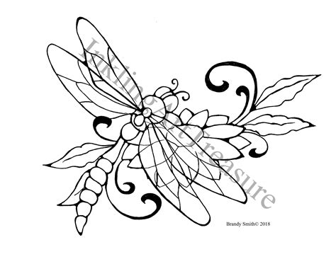 Jeweled Dragonfly And Daisy Tattoo Flash Tattoo Flash Tattoo Etsy