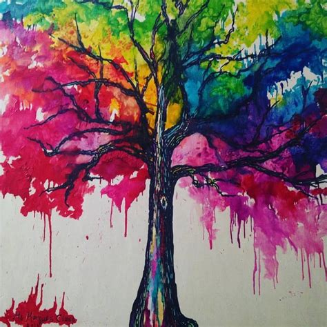 Ms Marquez Class Crayon Art Melted Tree Art Watercolor Paintings
