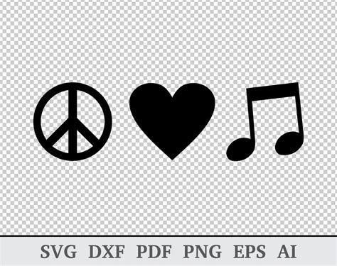 Peace Love Music Svg Music Svg Peace Love Music Vector Etsy
