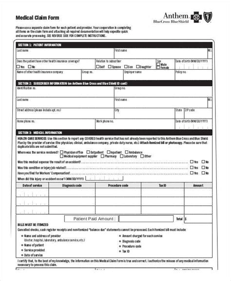 Free Blank Medical Forms In Pdf Ms Word Excel