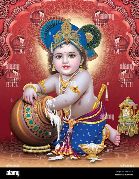 Lord Bal Krishna With Colorful Background Wallpaper God Bal Krishna