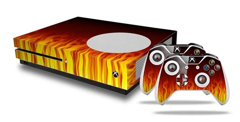 Xbox One S Console Controller Bundle Skins Fire On Black Wraptorskinz