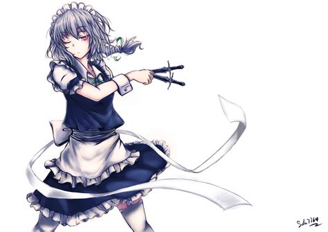 Video Games Touhou Dress Maids Weapons Izayoi Sakuya Knives