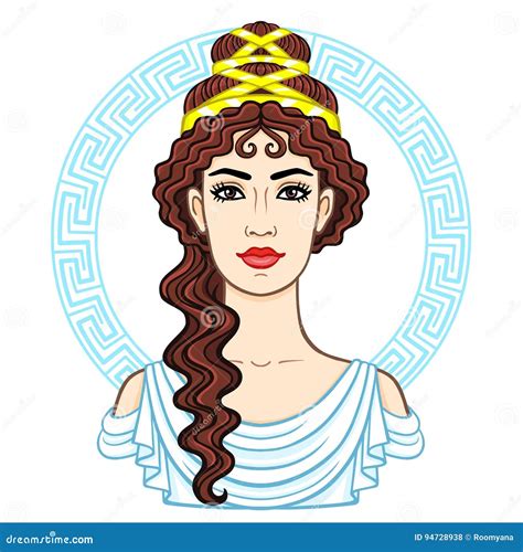 Animation Portrait Of The Young Beautiful Greek Woman In Ancient Clothes Decorative Circle