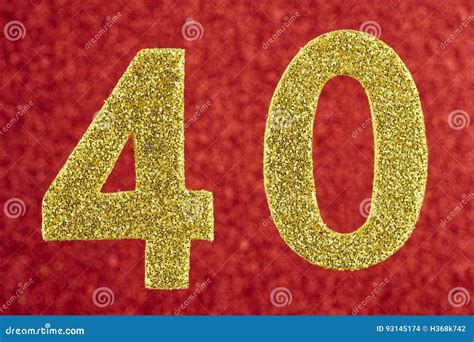 Number Forty Three Yellow Color Over A Red Background Anniversary