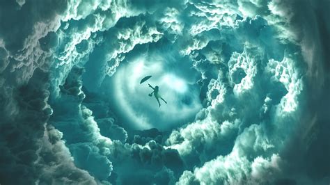 Flying Girl Clouds Dream Wallpapers Hd Wallpapers